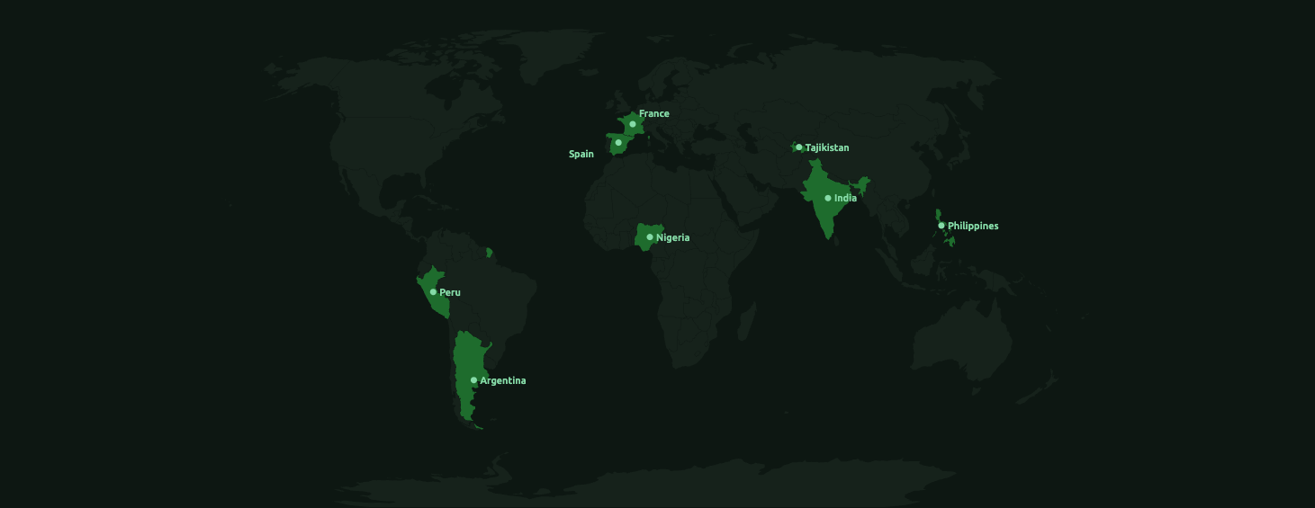 Map of team locations